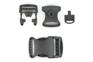 25mm Black Straight Standard Adjustable Double Safety Detach Quick Side Release Plastic Center slip Lock Buckle Clip with Key