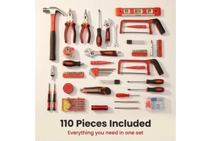 110Pcs All Purpose Hand Tool Box Set for Furniture Assembly and General Repairing Projects