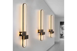Modern Minimalist LED Wall Lamp for Bedroom Bedside Living Room Grille Sofa TV Background Wall Charging with Long Strip Design