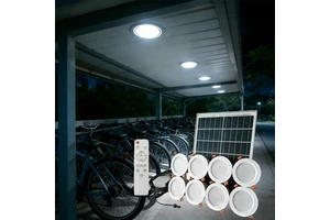 Solar 6W*8 Lamps Kit Remote Control Dimming LED Downlight Solar Ceiling Lamp Car Shed Staircase Corridor Embedded Ceiling Light