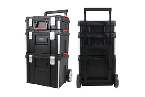 Winslow & Ross 3 in 1 Stackable Empty Tool Box Waterproof Rolling Storage Organizer Box With Wheels