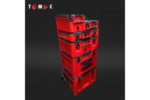 TOMAC Professional Heavy Duty Modular Stackable Tool Box System 7 in 1 Waterproof Workshop Storage with Telescopic Handle