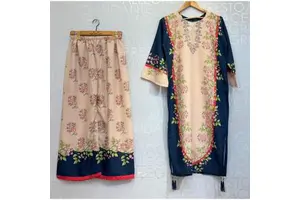 Chiffon 2-Piece Spring/Summer Long-Length Three-Quarter Sleeve 2-Piece Set (SL00248)
