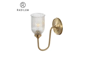 Brass Wall Sconce Nordic Modern Luxury Hotel Bathroom Fluted Glass LED E27 Factory Wholesale Crossborder Clyde Glass Sconce