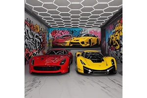 Custom Hexagon Led Car Station Lights Stage Working Light Hexagonal Panel for Car Wash Garage Light