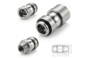 Custom OEM Precision 316L Stainless Steel Liquid Cooling Swivel Ball Joint Rotary Fitting Connector Adapter Parts CNC Machining