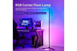 LED RGB Smart Corner Floor Lamp With Stand, IP65 Waterproof Color Changing Atmosphere Lighting For Indoor Home Bedroom Decor