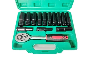 Carbon Steel Impact Sleeve Kit Hand-Power Source OEM Customizable 14PCS for Hand Tool Repair and Wrench
