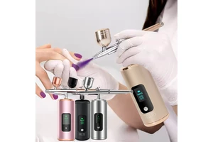 Professional Paint Airbrush Kit Cordless Rechargeable Air Compressor Gun Spray for Nail Art Salon Makeup Barber Cake Decoration