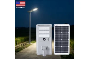 US Stock 50W 80W 100W 200W LED Solar Street Light IP65 5000K LED Parking Lot LED Solar Powered Street Lamp