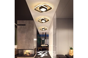 Modern Acrylic Black LED Ceiling Lights Creative Round Square Decor for Living Room Bedroom Corridor Balcony Hallway Iron Base