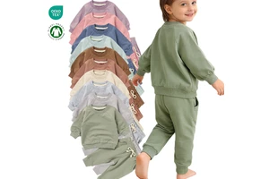 Wholesale French Terry Long Sleeve Top And Pants Set Organic Cotton Baby Sweater Suit