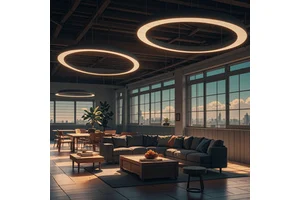 Exhibition Lighting Led Tubes Villa Supermarket Metal Linear Hanging Light Commercial Ceiling Round Chandeliers & Pendant Lights