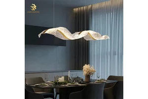 Creative Wave Acrylic Pendant Light up Down Horizontal Chandelier Lights for Home Indoor Living Room
