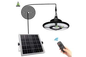 Solar Powered Pendant Lights Outdoor Shed Lamp with Remote Control 4 Leaf 136 LED 1000LM LED Wall Light for Garage Tent Corridor