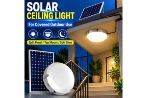 OEM ODM Modern LED Solar Ceiling Lamp 500W with Panel Battery Remote Control for Home Yard Shed Garage Lighting