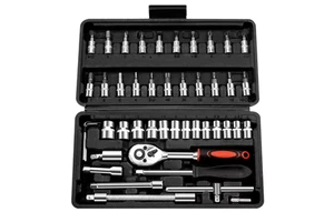 46pcs Carbon Steel Manual/Auto Repair Combination Tool Set 1/4" Hand Impact Spanner Small Socket Wrench Screwdriver Hard OEM