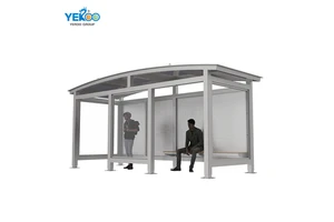 Factory Customized Styles Solar Energy Bus Stop Shelter With LED Lights Steel Frame Outdoor Use For Sale