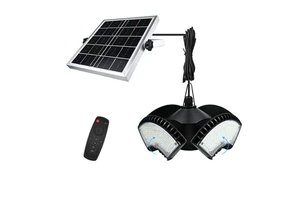 136 LED Solar Pendant Light 1000LM 4 Leaf Shed Lights Outdoor Indoor Waterproof with Remote Control