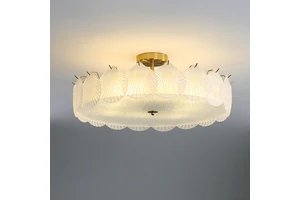 European Postmodern Acrylic Frosted Shells Restaurant Corridor Study Bedroom Warm Color Luxury Iron Glass LED Chandelier Light