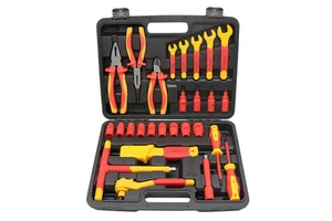 28PCS 1000V Insulated Tools Kit Hand Powered Work Tools Insulated Ratchet Wrench Wire Pliers Other Tool Parts for Workbench Use