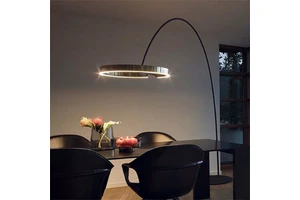 Post Modern Minimalist Adjustable Fishing Metal Sofa Corner Standing Luxury Ring Floor Lamp for Living Room Hotel Restaurant