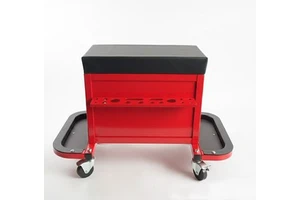 Rolling Tool Chest Stool 3 Drawers with Padded Cushion,Tool Tray & 360° Swivel Casters Garage Workshop Storage Seat GAPGAR024