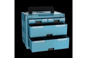 Professional Black Modular Tool Box with Drawers Multi-layer Stackable Hardware Organizer Portable Rolling Storage Tool Chest
