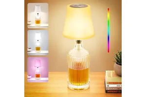 Modern Design Cross-Border Hot Touch Dimming Metal Wine Bottle Lamp Waterproof Battery USB Rechargeable Atmosphere Lamp Table