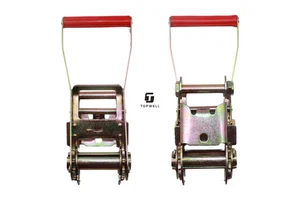 50mm 2 Inch 11000lbs Yellow Zinc Plated Steel Tie Down Buckle with Ergonomic Red Plastic Grip for Ratchet Buckle