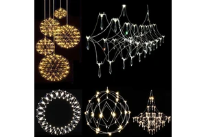 Elegant Fireworks-Inspired Lighting for Hotel Staircases and Home Decor Affordable Folding LED Chandeliers