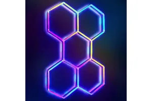 ETOP 3/5-Grids Hexagon Led Lights - Garage Hexagon Light Dimmable and Speed Adjustable RGB Hexagon Wall Lights DIY Design