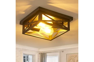 Stylish Iron Crafted Square Cross Lighting Solution Features 2 E26 Sockets Designed for 60W Max Bulbs Operates on 120V