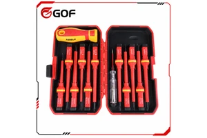 13-Piece Insulating Tool Kit Magnetic Tip Screwdriver Interchangeable Blades 1000V Hand Operated Household Repair Hard Case OEM