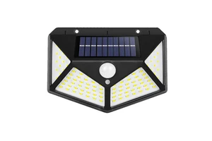 100 LED Solar Wall Lamp Courtyard Four Sided Light Emitting Solar Lamp Human Body Sensing Outdoor Wall Lamp