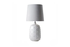 Modern White Fabric Shade Table Lamp with Ceramic Base for Living Room Bedroom Hotel or Restaurant Lighting Fixture