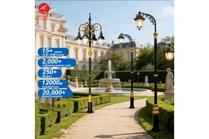 Luxury Garden Lights LED European Antique Decorative Street Light For Villa Pathway Landscape Road