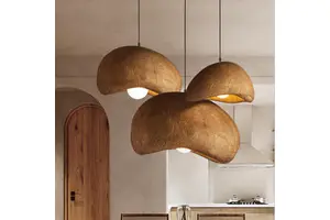 BGST Wabi Sabi Style Pendant Light Modern Hanging Light Cord Brown Pendant Lighting For Kitchen Island Barn Dining Room Bedroom