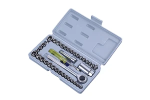 40pcs 1/4\" Hand Tool Kit Car Repair Tool Box Spanner Wrench Socket Set