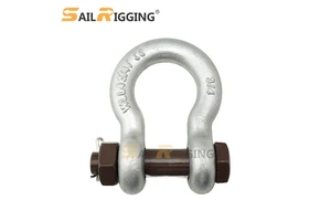 G2130 Shackle 55t 2-1/2inch Curved Hot Dip Galvanized Safety Bolt Type Anchor Shackle