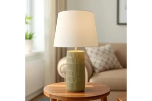 Fabric Ceramic Table Lamp with Night Light for Bedroom Study Living Room Decor Bedside Atmosphere Light Decorative Ornaments