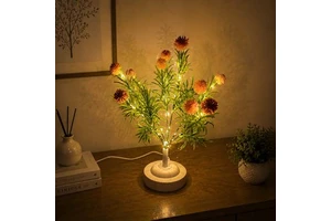 Home Decor High Quality Artificial Pink Embroidered Ball Night Light Table Lamp for Living Ornamental