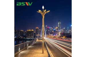BSW Factory Supply Decorative Combined Lamp Lotus Shape Ornate Steel Pole For Cultural Landscape And Urban Public Areas