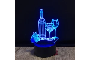 Wine Cup Bottle 3D RGB Lamp LED 3D Illusion Night Light Luminaria Wine Bar Decoration 7 Color Change Table Lamp