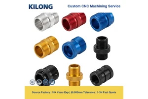 OEM Custom Anodized Aluminum Knurled Threaded Adapter High Precision CNC Turned Fitting ±0.005mm For Hydraulic Pneumatic Systems