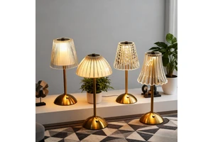 Modern Nordic Style Cordless Table Lamp Simple Crystal Aluminum Design Touch Dimming for Convenient Office Restaurant Bar Use