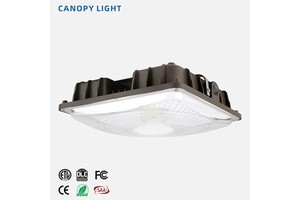 Minglight 20-100W Aluminum Square LED Canopy Light Polycarbonate Diffuser IP65 Waterproof ETL DLC Certified Outdoor Gas 5-Year