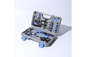 126 Pieces Home Tool Set, Basics Household Tool Kit with Small Mini Carrying Box for Men and Women DIY (blue)