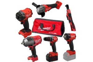 Red 18V 6 in 1 Cordless Electric Tool Set Durable Impact Wrench Car Repair Complete Tool Kit Multi-functional Woodwork Tool Set