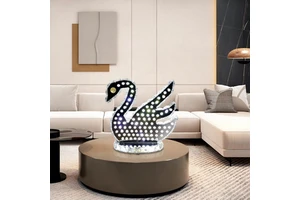 Swan Shape Crystal Lamp Dotted Glow LED Light for Living Room Bedroom Foyer Wedding Anniversary Gift Home Decor Table Lamp
